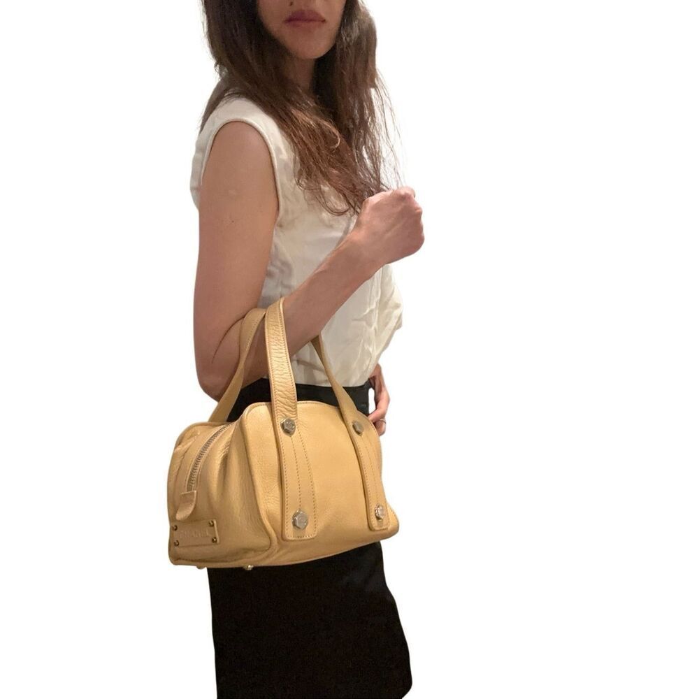 Leather Top-Handle Bag in Mustard Yellow